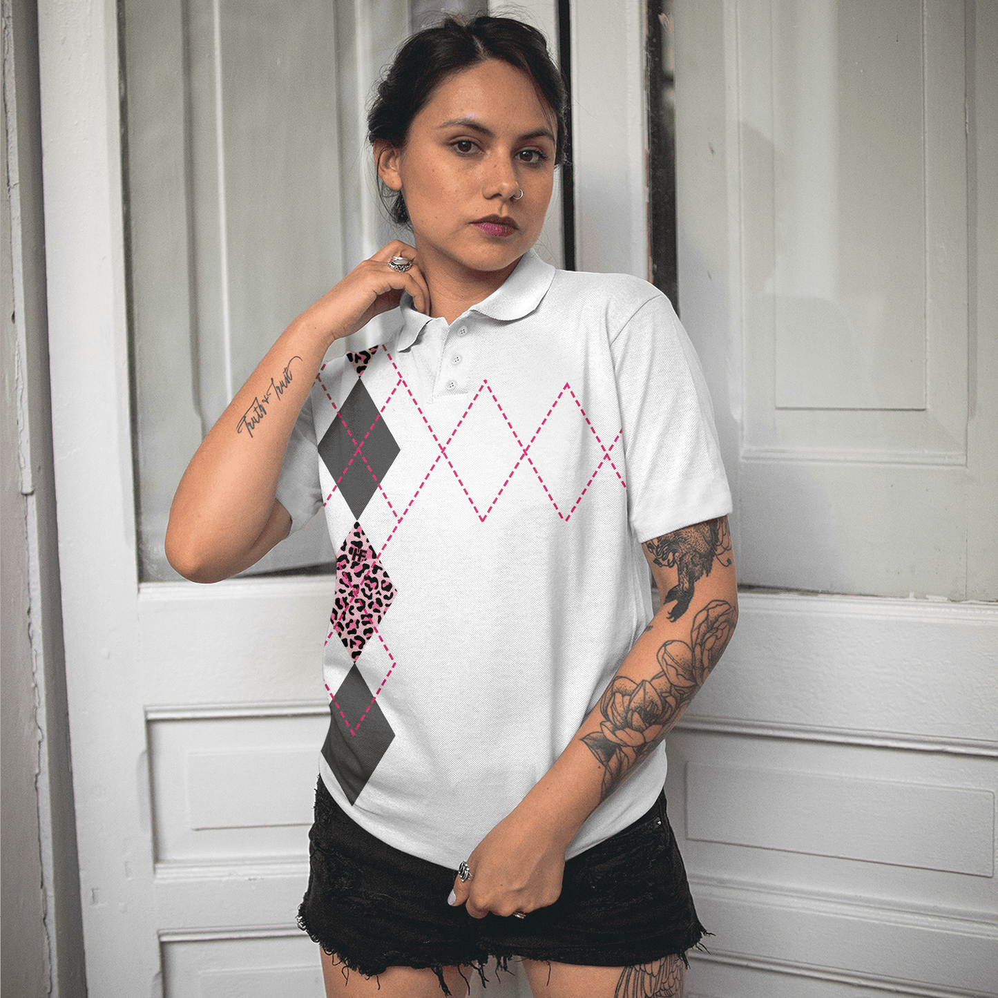 Golf Women Polo Shirt, I Only Work To Support My Golf Addiction, Funny White Pink Women Polo Shirts, Best Gift For Golf Lovers, Ladies, Female Golfers - Amzanimalsgift