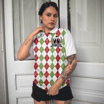 Golf Women Polo Shirt, I Plan To Golf, Red Green Argyle Pattern Women Polo Shirts - Best Gift For Golf Lovers, Ladies, Female Golfers - Amzanimalsgift