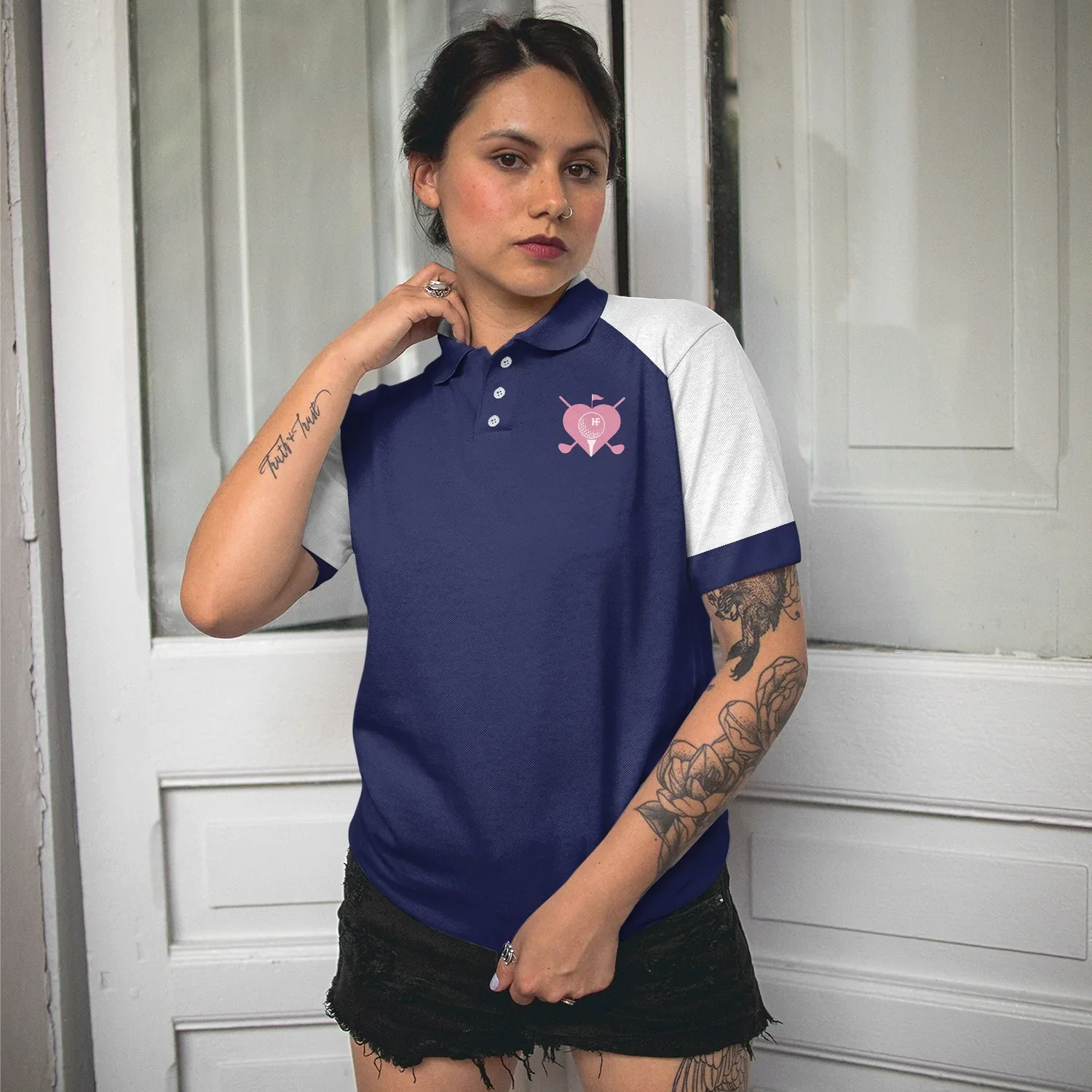 Golf Women Polo Shirt, I Play Golf Like A Girl Try To Keep Up, Navy Women Polo Shirts, Golfing Gift For Ladies, Golfers, Golf Lovers - Amzanimalsgift