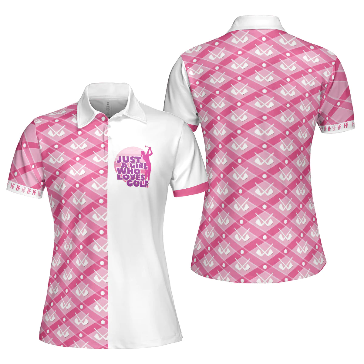 Golf Women Polo Shirt, Just A Girl Who Loves Golf, Pink Argyle Golf Clubs Pattern Women Polo Shirts, Golfing Gift For Ladies, Golfers, Golf Lovers - Amzanimalsgift