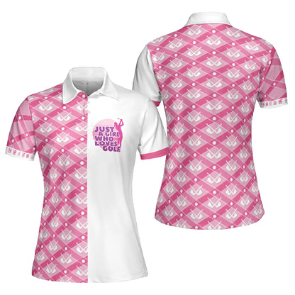 Golf Women Polo Shirt, Just A Girl Who Loves Golf, Pink Argyle Golf Clubs Pattern Women Polo Shirts, Golfing Gift For Ladies, Golfers, Golf Lovers - Amzanimalsgift