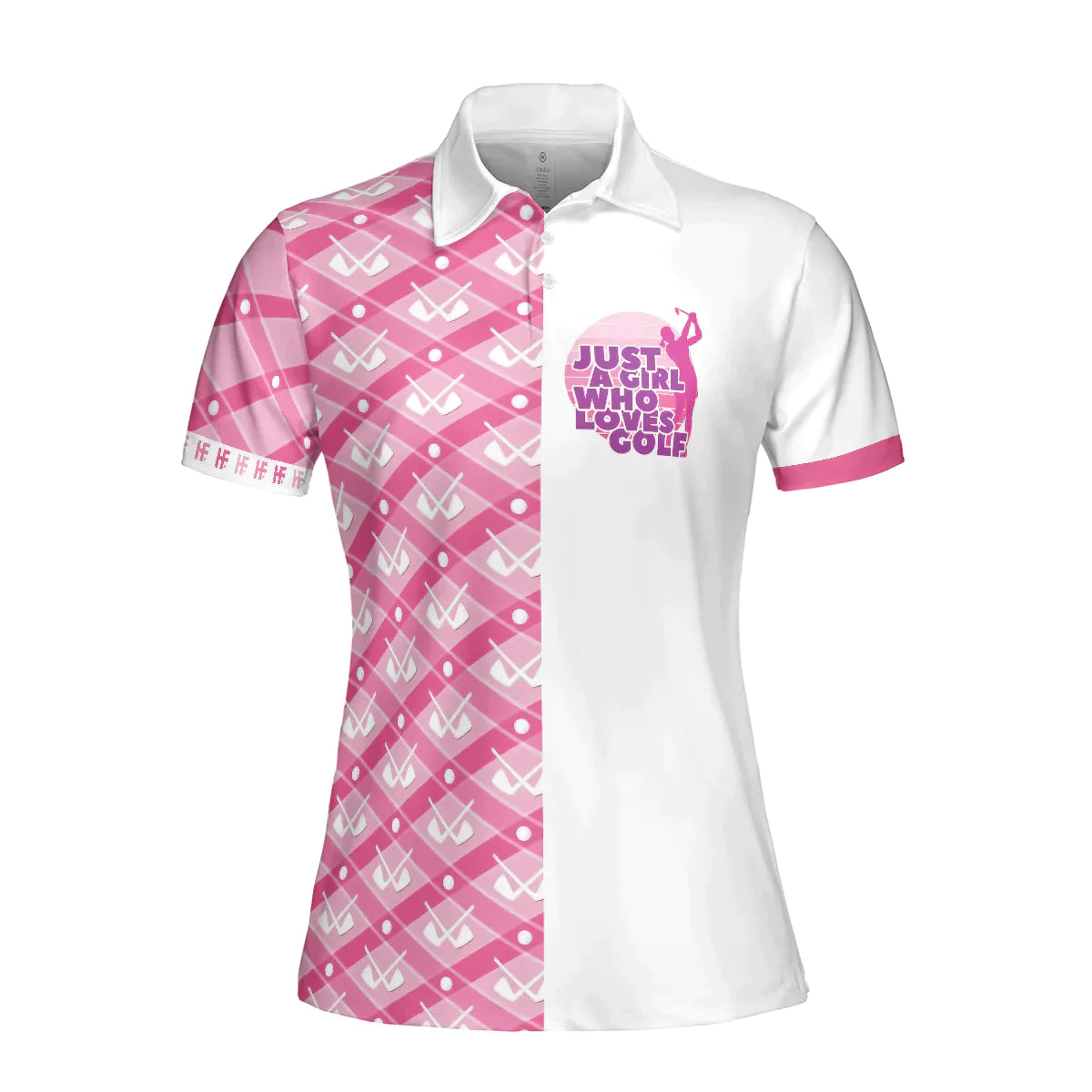 Golf Women Polo Shirt, Just A Girl Who Loves Golf, Pink Argyle Golf Clubs Pattern Women Polo Shirts, Golfing Gift For Ladies, Golfers, Golf Lovers - Amzanimalsgift