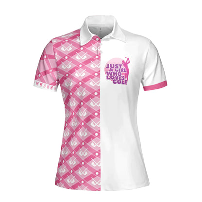Golf Women Polo Shirt, Just A Girl Who Loves Golf, Pink Argyle Golf Clubs Pattern Women Polo Shirts, Golfing Gift For Ladies, Golfers, Golf Lovers - Amzanimalsgift