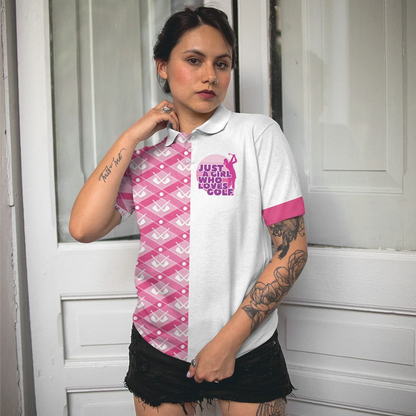 Golf Women Polo Shirt, Just A Girl Who Loves Golf, Pink Argyle Golf Clubs Pattern Women Polo Shirts, Golfing Gift For Ladies, Golfers, Golf Lovers - Amzanimalsgift