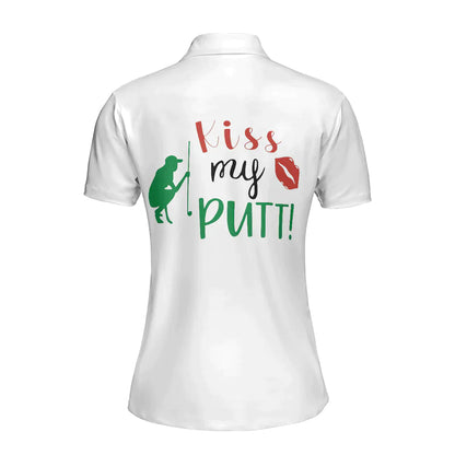 Golf Women Polo Shirt - Kiss My Putt, Red Green Argyle Pattern Skeleton Women Polo Shirts - Best Gift For Ladies, Female, Girls, Golfers, Golf Lovers - Amzanimalsgift
