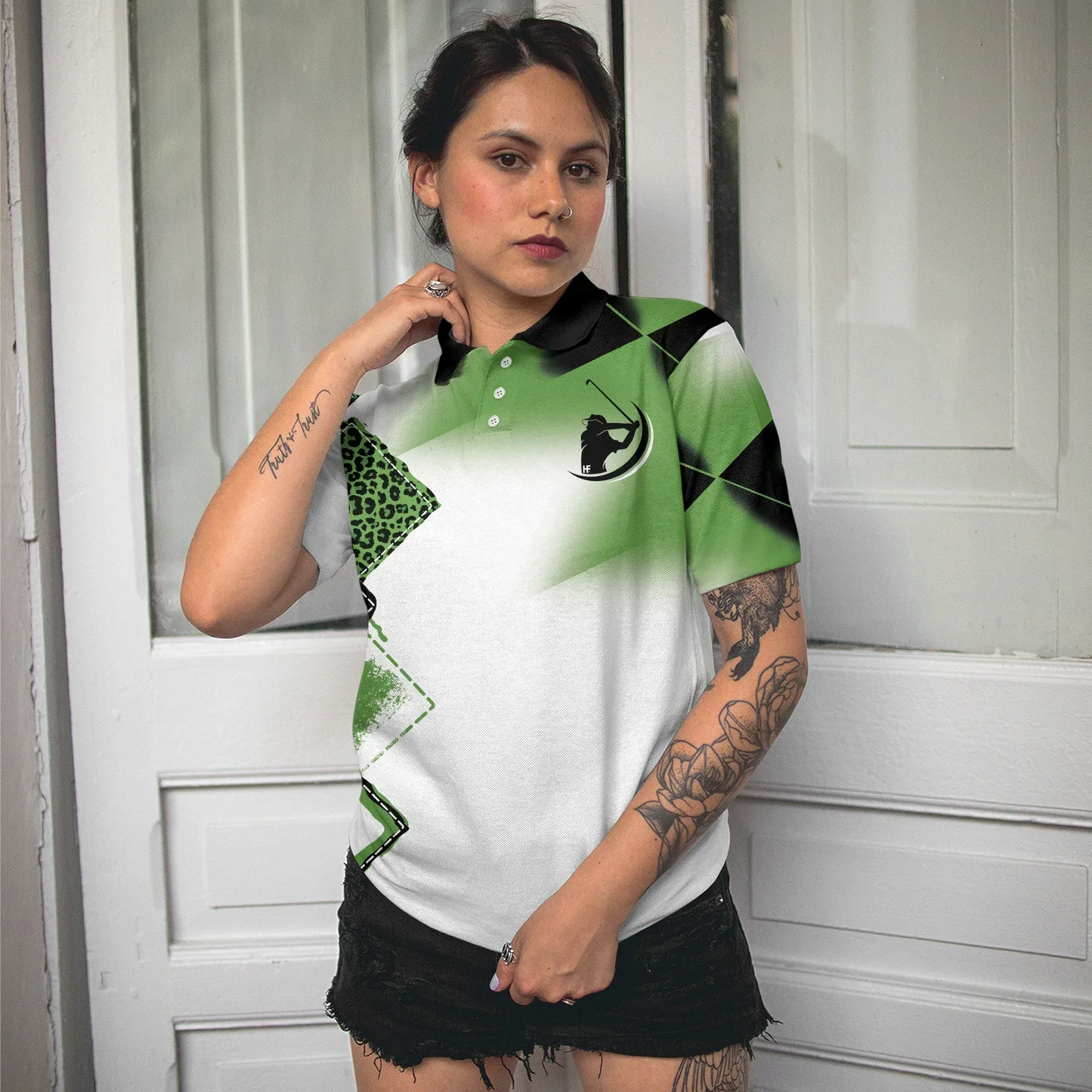 Golf Women Polo Shirt, Leopard Green Women Polo Shirts, Golfing Gift For Ladies, Golfers, I Searched My Symptoms Turns Out I Just Need To Play Golf - Amzanimalsgift