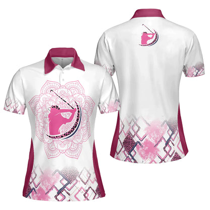 Golf Women Polo Shirt - Leopard Mandala Pattern Thinning Layout Pink Girl Women Polo Shirts - Best Gift For Ladies, Female, Girls, Golfers, Golf Lover - Amzanimalsgift
