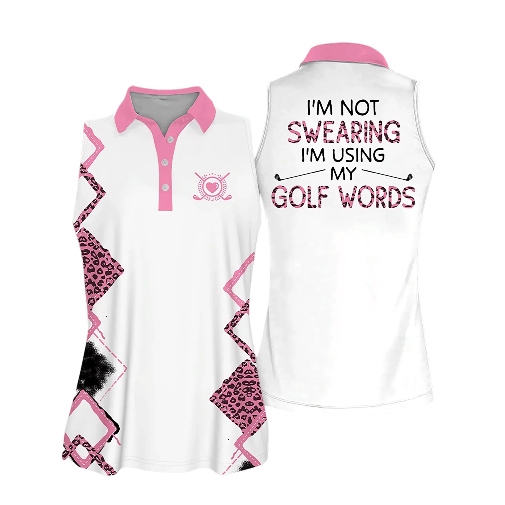 Golf Women Polo Shirt, Leopard Pattern I'm Using My Golf Words Multicolor Women Polo Shirt - Gift For Mother's Day, Golfers, Female, Golf Lovers - Amzanimalsgift