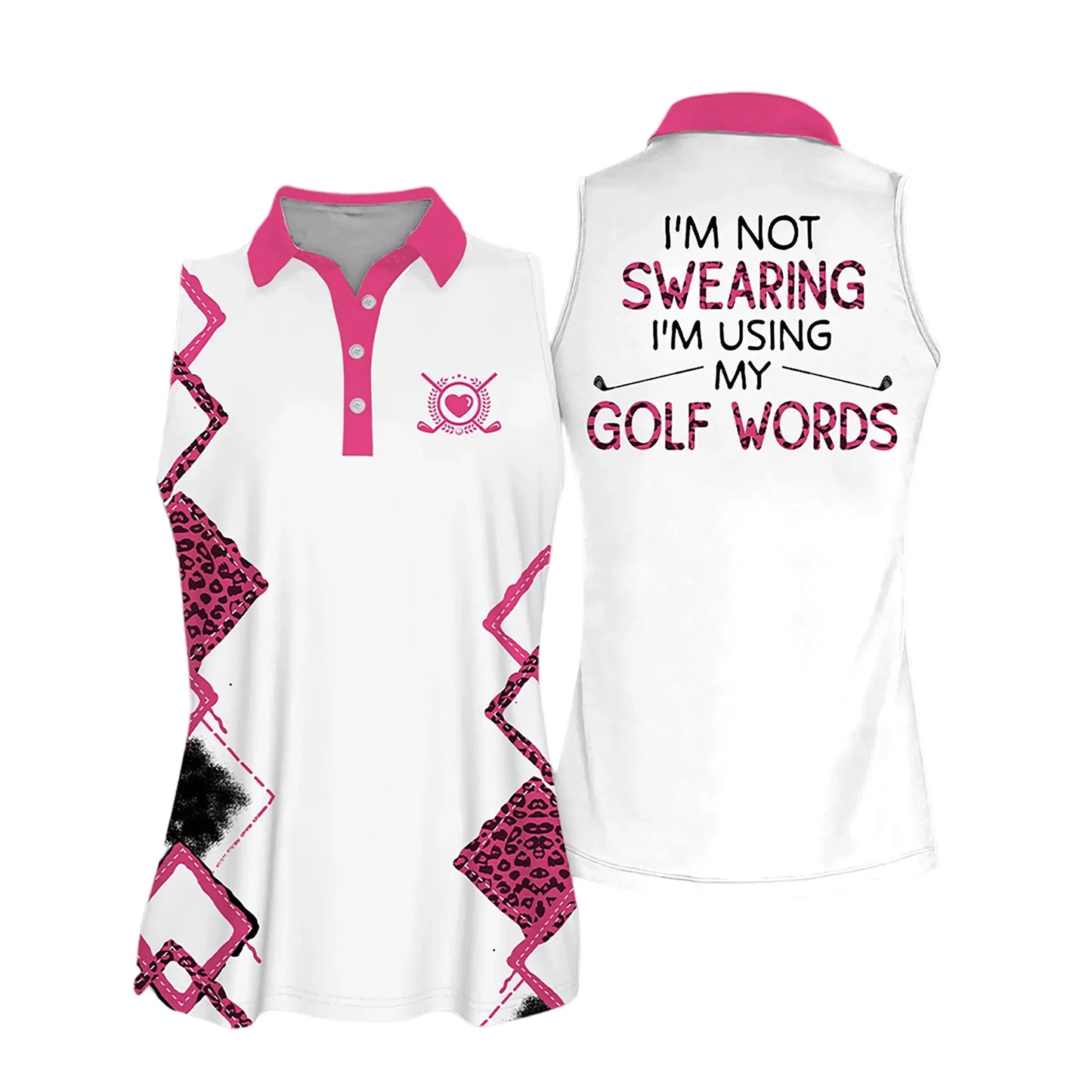 Golf Women Polo Shirt, Leopard Pattern I'm Using My Golf Words Multicolor Women Polo Shirt - Gift For Mother's Day, Golfers, Female, Golf Lovers - Amzanimalsgift