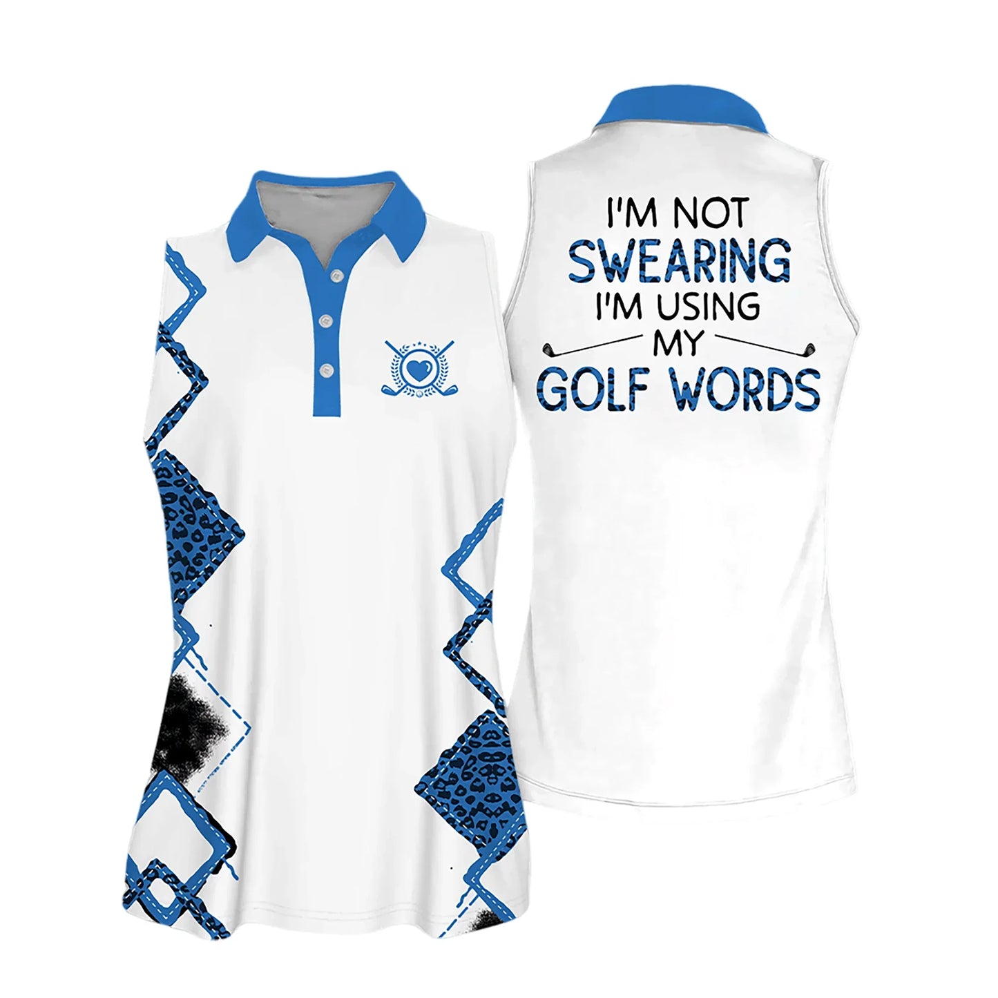 Golf Women Polo Shirt, Leopard Pattern I'm Using My Golf Words Multicolor Women Polo Shirt - Gift For Mother's Day, Golfers, Female, Golf Lovers - Amzanimalsgift