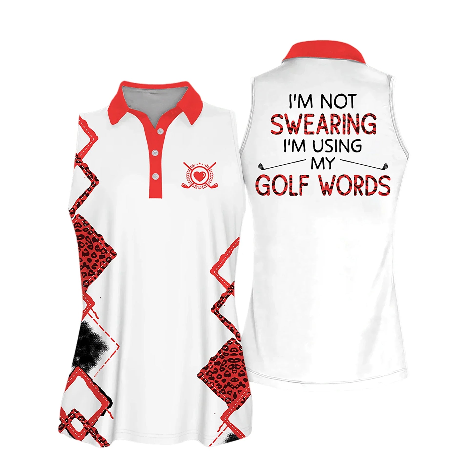 Golf Women Polo Shirt, Leopard Pattern I'm Using My Golf Words Multicolor Women Polo Shirt - Gift For Mother's Day, Golfers, Female, Golf Lovers - Amzanimalsgift