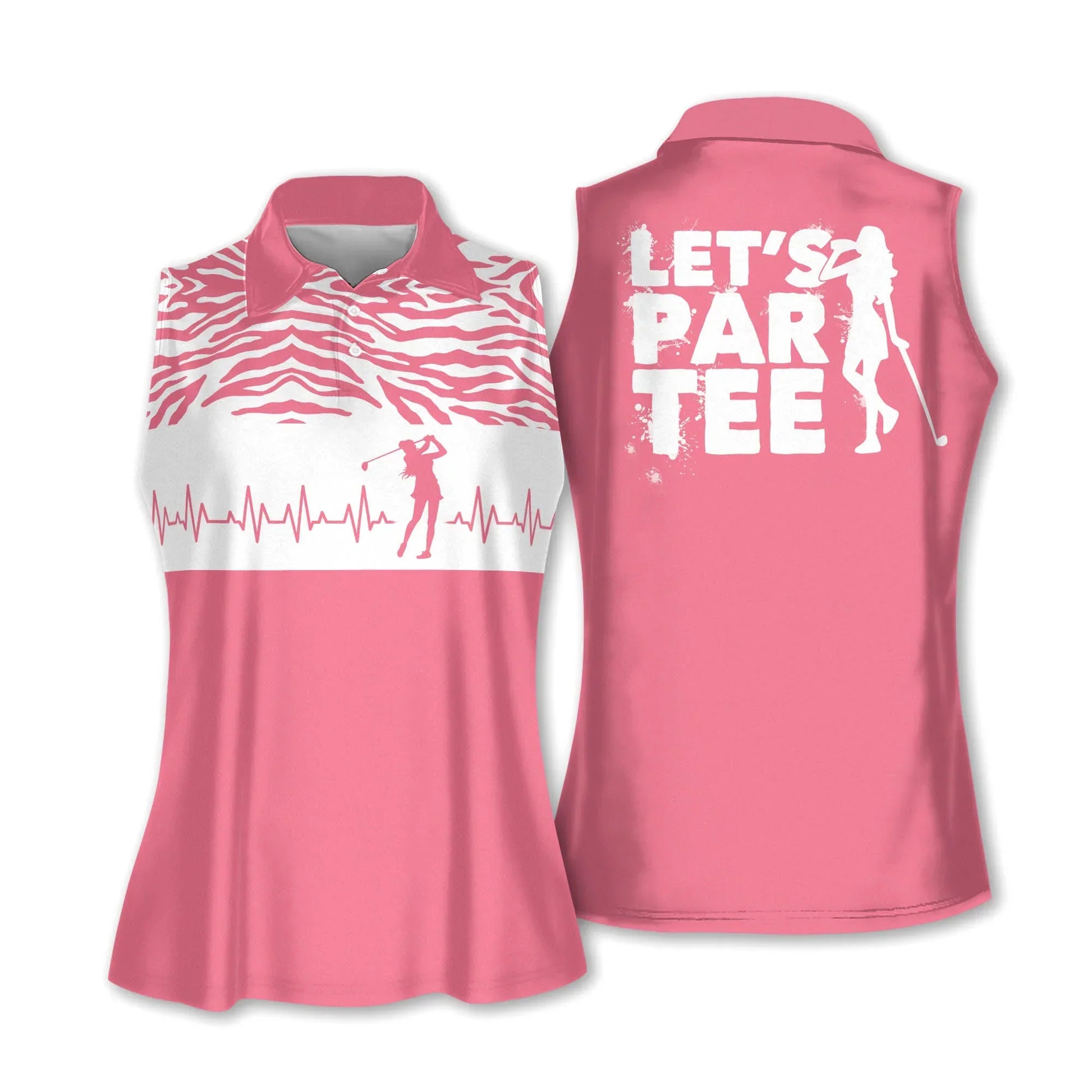 Golf Women Polo Shirt, Let Par Tee Golf Girl Heartbeat Multicolor Women Polo Shirt - Gift For Mother's Day, Golfers, Female, Golf Lover - Amzanimalsgift