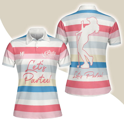 Golf Women Polo Shirt, Let's Partee, Color Horizontal Line Pattern Women Polo Shirts, Unique Female Gift For Golfers, Ladies, Golf Lovers - Amzanimalsgift