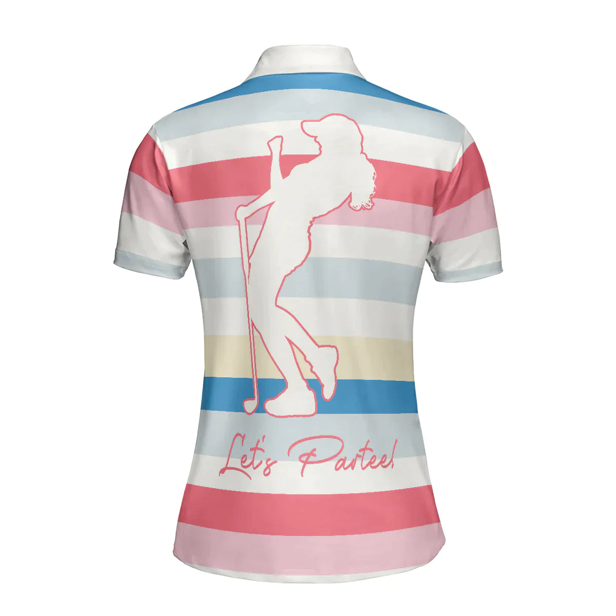 Golf Women Polo Shirt, Let's Partee, Color Horizontal Line Pattern Women Polo Shirts, Unique Female Gift For Golfers, Ladies, Golf Lovers - Amzanimalsgift