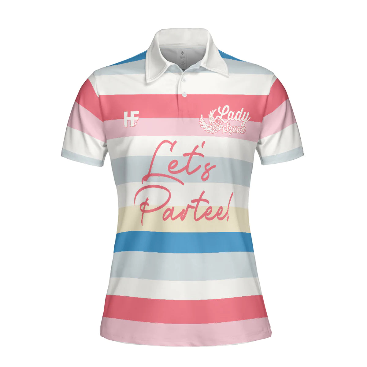Golf Women Polo Shirt, Let's Partee, Color Horizontal Line Pattern Women Polo Shirts, Unique Female Gift For Golfers, Ladies, Golf Lovers - Amzanimalsgift
