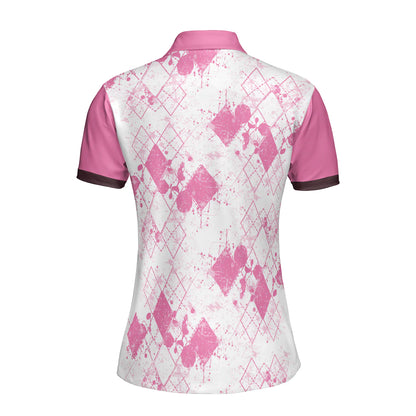 Golf Women Polo Shirt, Mrs. Bones Pink Argyle Pattern Women Polo Shirt, Best Golfing Gift For Ladies, Golfers, Golf Lovers, Proof That Women Can Drive - Amzanimalsgift