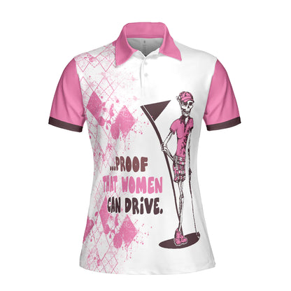 Golf Women Polo Shirt, Mrs. Bones Pink Argyle Pattern Women Polo Shirt, Best Golfing Gift For Ladies, Golfers, Golf Lovers, Proof That Women Can Drive - Amzanimalsgift