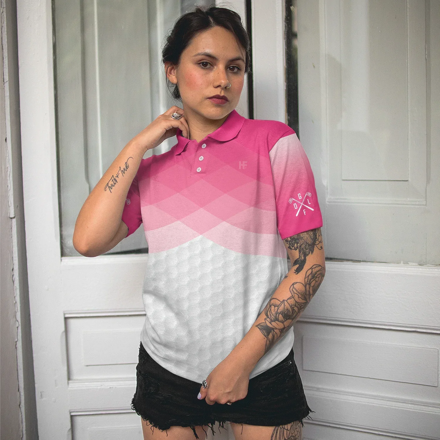 Golf Women Polo Shirt, Pink Argyle Pattern Women Polo Shirts, Gift For Ladies, Golfers, Golf Lovers - Just A Pink Girl Who Loves Playing Golf - Amzanimalsgift