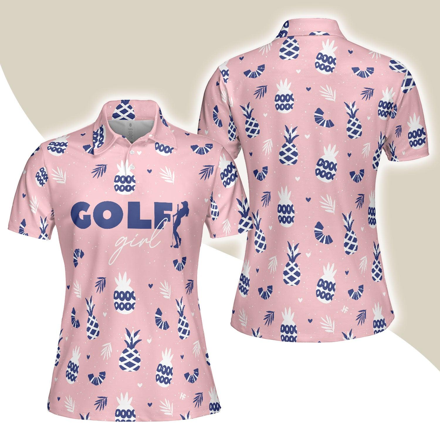 Golf Women Polo Shirt, Pink Golf Girl Summer Pattern Women Polo Shirts, Golfing Gift For Ladies, Team Female Golfers, Golf Lovers - Amzanimalsgift