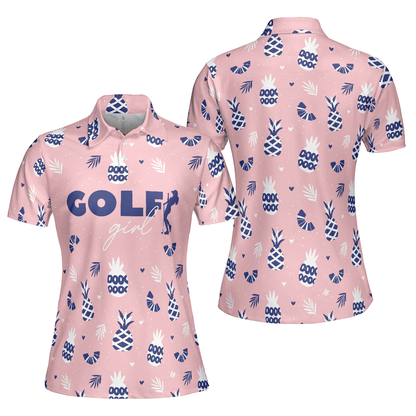 Golf Women Polo Shirt, Pink Golf Girl Summer Pattern Women Polo Shirts, Golfing Gift For Ladies, Team Female Golfers, Golf Lovers - Amzanimalsgift