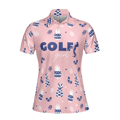 Golf Women Polo Shirt, Pink Golf Girl Summer Pattern Women Polo Shirts, Golfing Gift For Ladies, Team Female Golfers, Golf Lovers - Amzanimalsgift
