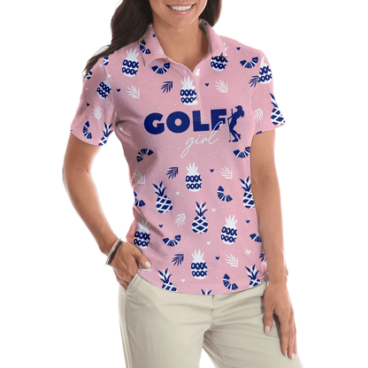 Golf Women Polo Shirt, Pink Golf Girl Summer Pattern Women Polo Shirts, Golfing Gift For Ladies, Team Female Golfers, Golf Lovers - Amzanimalsgift