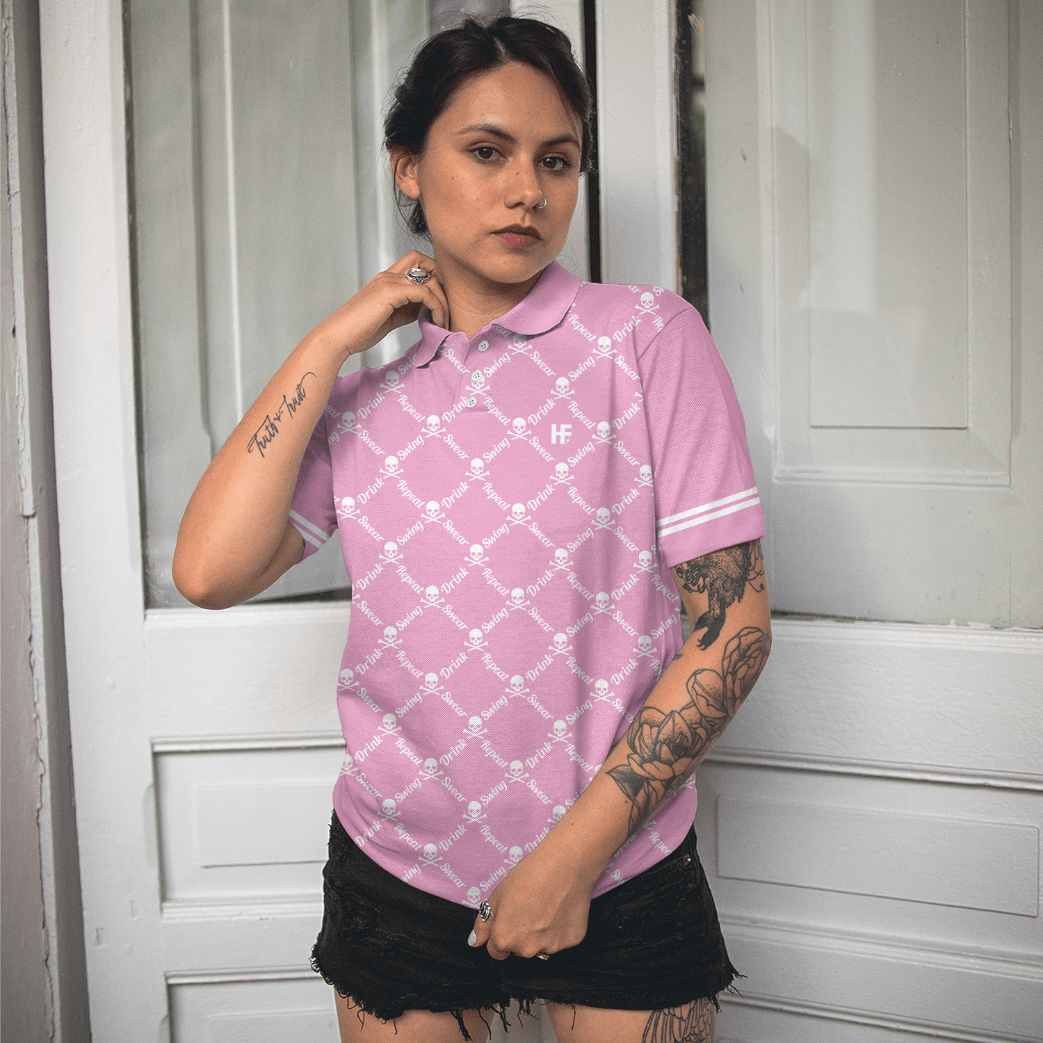 Golf Women Polo Shirt, Pink Golfing Women Polo Shirts, Unique Golf Gift For Ladies, Golfers, Golf Sport Lovers, Female Players - Amzanimalsgift