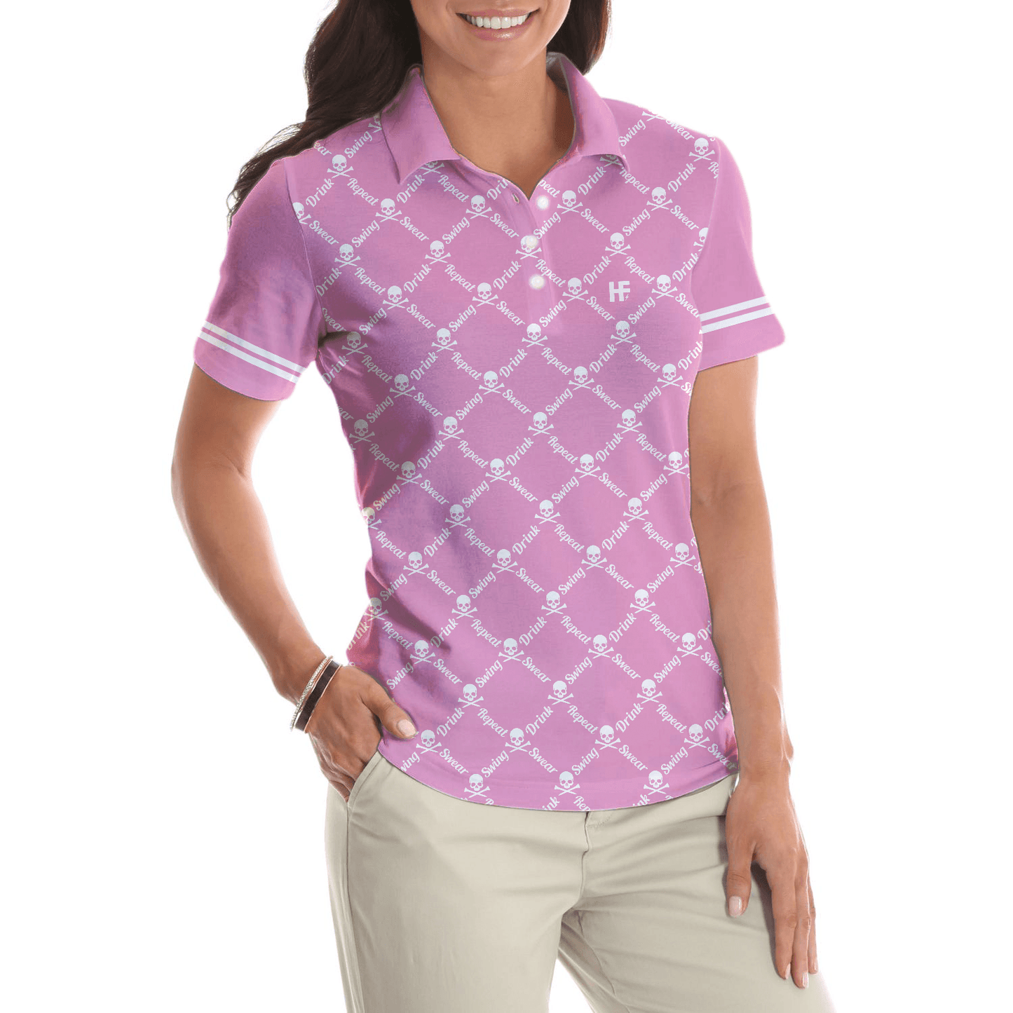 Golf Women Polo Shirt, Pink Golfing Women Polo Shirts, Unique Golf Gift For Ladies, Golfers, Golf Sport Lovers, Female Players - Amzanimalsgift