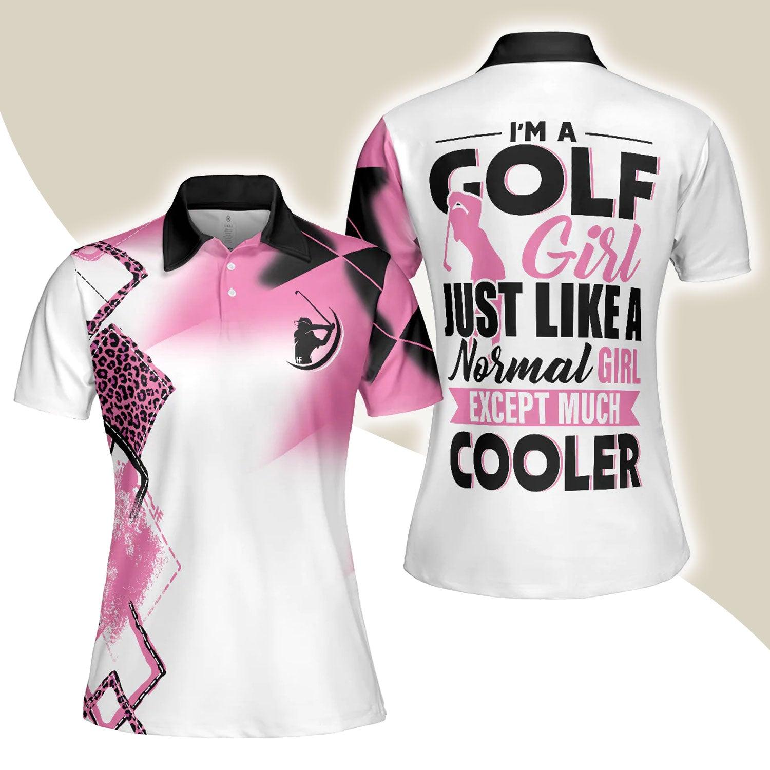 Golf Women Polo Shirt - Pink Leopard Argyle Pattern Women Polo Shirts - Gift For Golfers - I'm A Golf Girl Just Like A Normal Girl Except Much Cooler - Amzanimalsgift