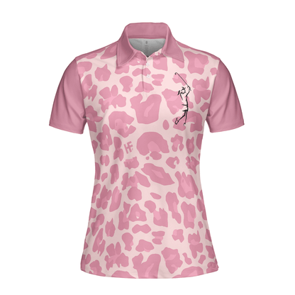 Golf Women Polo Shirt, Pink Leopard Women Polo Shirts, Funny Golf Shirt With Sayings, Best Golfing Gift For Female Golfers, Ladies, Golf Lovers - Amzanimalsgift
