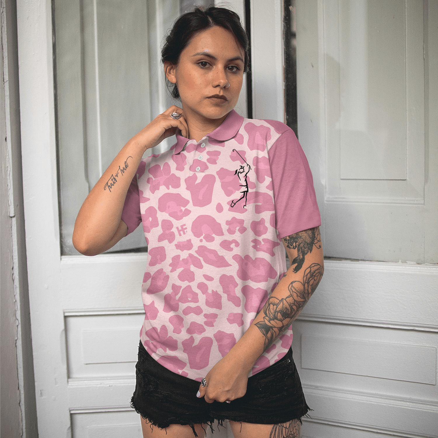 Golf Women Polo Shirt, Pink Leopard Women Polo Shirts, Funny Golf Shirt With Sayings, Best Golfing Gift For Female Golfers, Ladies, Golf Lovers - Amzanimalsgift