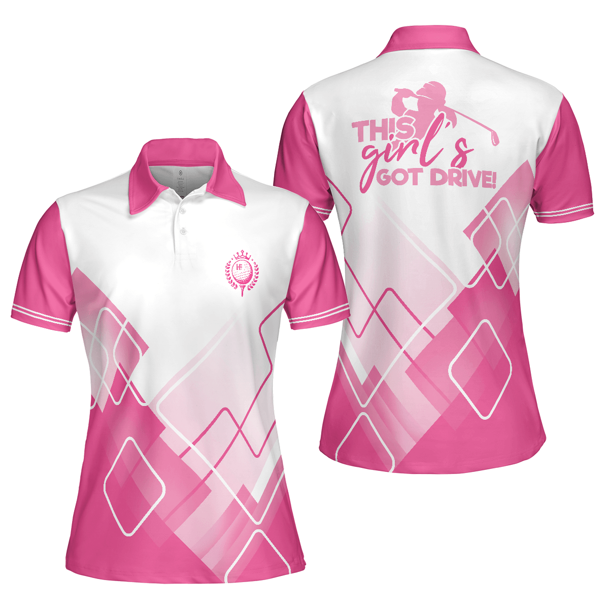 Golf Women Polo Shirt, Pink Pattern Women Polo Shirts, This Girl's Got Drive, Golfing Gift For Ladies, Golfers, Golf Lovers - Amzanimalsgift