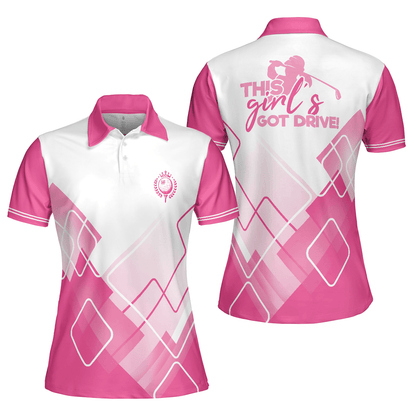 Golf Women Polo Shirt, Pink Pattern Women Polo Shirts, This Girl's Got Drive, Golfing Gift For Ladies, Golfers, Golf Lovers - Amzanimalsgift