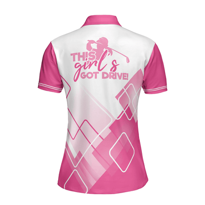 Golf Women Polo Shirt, Pink Pattern Women Polo Shirts, This Girl's Got Drive, Golfing Gift For Ladies, Golfers, Golf Lovers - Amzanimalsgift