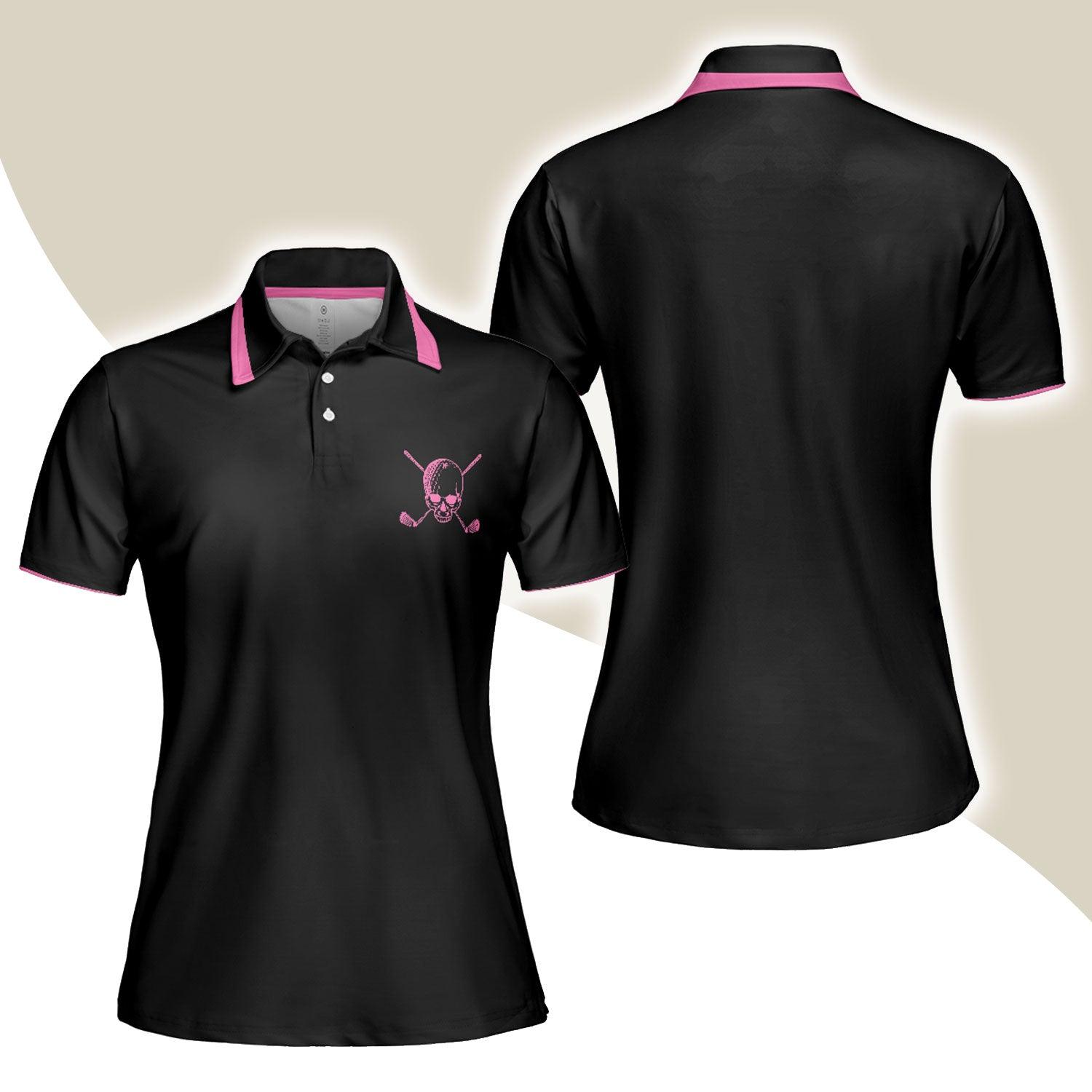 Golf Women Polo Shirt, Pink Skull Black Women Polo Shirts, Simple Golf Shirt Design Gift For Female Golfers, Ladies, Golf Lovers - Amzanimalsgift