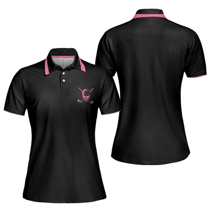 Golf Women Polo Shirt, Pink Skull Black Women Polo Shirts, Simple Golf Shirt Design Gift For Female Golfers, Ladies, Golf Lovers - Amzanimalsgift