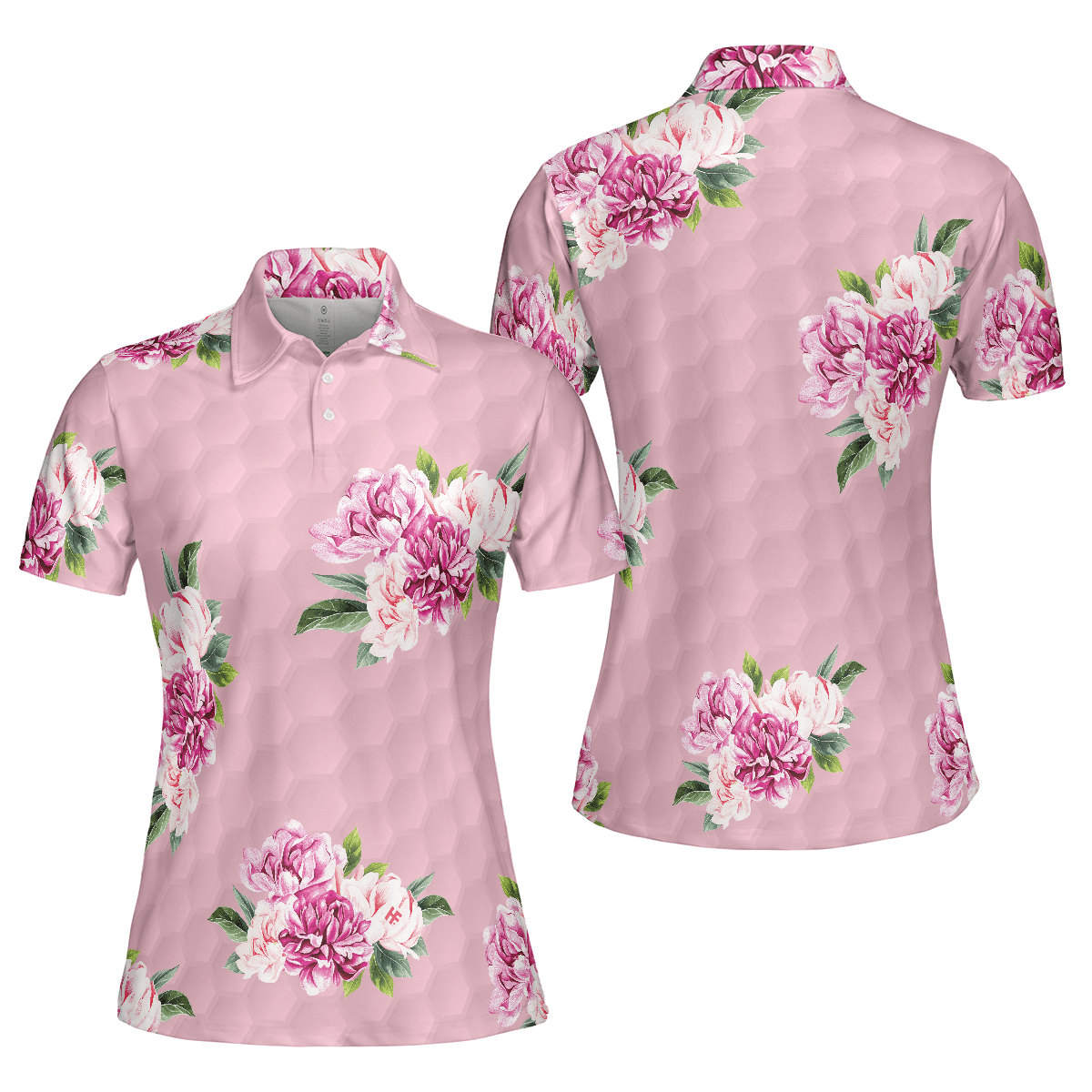 Golf Women Polo Shirt, Pink Watercolor Flowers Women Polo Shirt - Perfect Gift For Female, Ladies, Golfers, Golf Lovers - Amzanimalsgift