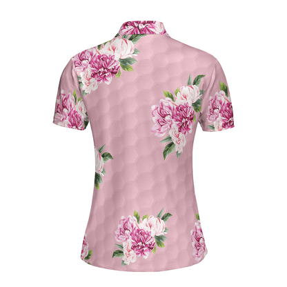 Golf Women Polo Shirt, Pink Watercolor Flowers Women Polo Shirt - Perfect Gift For Female, Ladies, Golfers, Golf Lovers - Amzanimalsgift