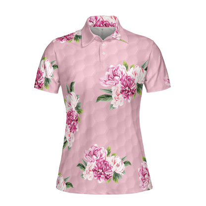 Golf Women Polo Shirt, Pink Watercolor Flowers Women Polo Shirt - Perfect Gift For Female, Ladies, Golfers, Golf Lovers - Amzanimalsgift