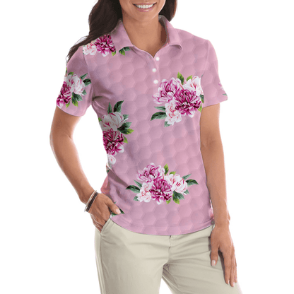 Golf Women Polo Shirt, Pink Watercolor Flowers Women Polo Shirt - Perfect Gift For Female, Ladies, Golfers, Golf Lovers - Amzanimalsgift