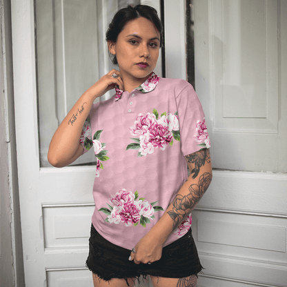 Golf Women Polo Shirt, Pink Watercolor Flowers Women Polo Shirt - Perfect Gift For Female, Ladies, Golfers, Golf Lovers - Amzanimalsgift