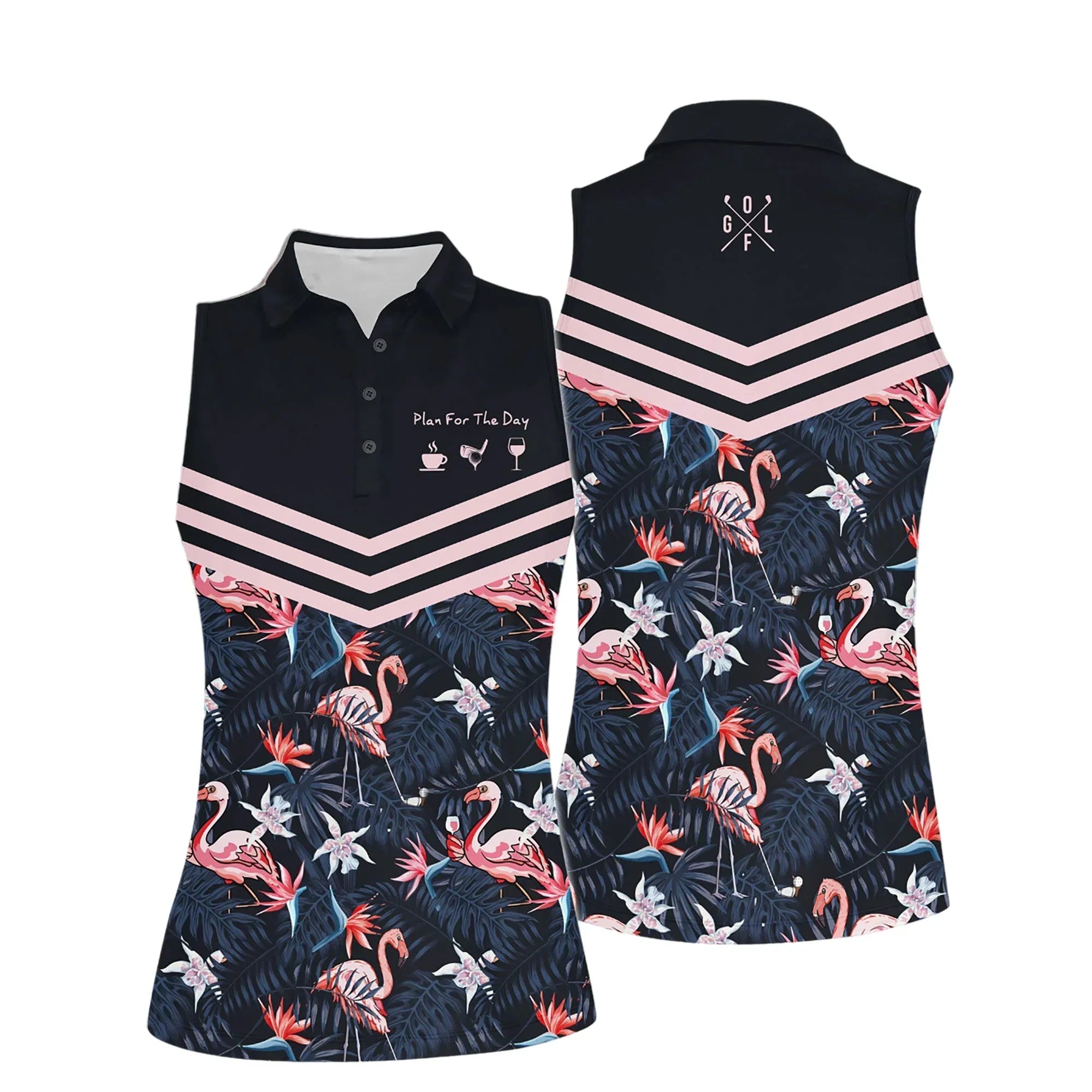 Golf Women Polo Shirt, Plan For The Day Flamingo Tropical Pattern Polo Women Shirt - Gift For Mother's Day, Golfers, Female, Golf Lover - Amzanimalsgift