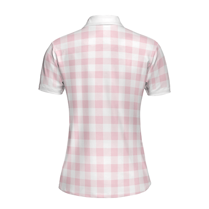Golf Women Polo Shirt, Sexy Golf Girl With A Golf Club, White And Pink Golf Women Polo Shirts - Best Gift For Ladies, Female, Golfers, Golf Lovers - Amzanimalsgift