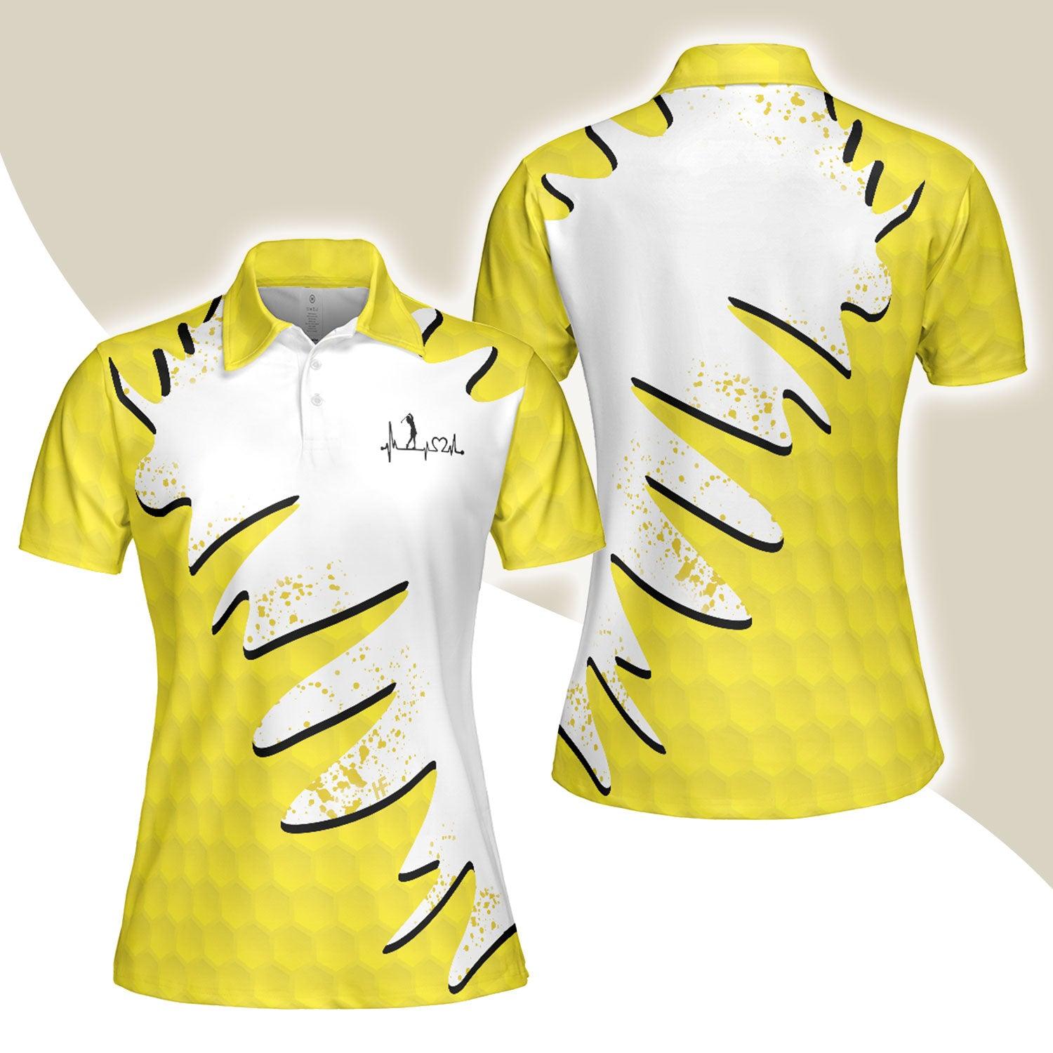 Golf Women Polo Shirt, Sporty And Cute Golf Girl Golf Women Polo Shirts, White And Yellow Golf Shirt For Ladies - Perfect Gift For Golfer, Golf Lovers - Amzanimalsgift