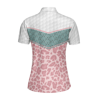 Golf Women Polo Shirt, Striped Golf Clubs Seamless Pattern Leopard Women Polo Shirts, Best Gift For Ladies, Golfers, Golf Lovers - Amzanimalsgift