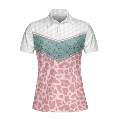 Golf Women Polo Shirt, Striped Golf Clubs Seamless Pattern Leopard Women Polo Shirts, Best Gift For Ladies, Golfers, Golf Lovers - Amzanimalsgift