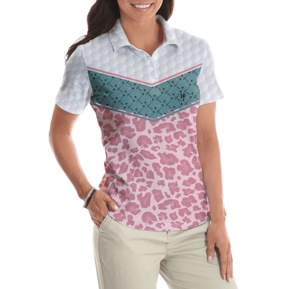 Golf Women Polo Shirt, Striped Golf Clubs Seamless Pattern Leopard Women Polo Shirts, Best Gift For Ladies, Golfers, Golf Lovers - Amzanimalsgift