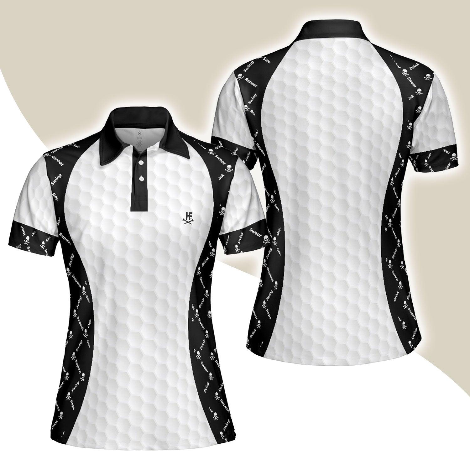 Golf Women Polo Shirt, Swing Swear With Skull Argyle Pattern Golf Women Polo Shirts, Basic Ladies Golf Shirt - Perfect Gift For Women, Ladies - Amzanimalsgift