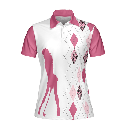 Golf Women Polo Shirt, Talk Birdie To Me, Best Pink Argyle And Leopard Pattern Women Polo Shirts, Perfect Cool Golfing Gift For Ladies, Golfers - Amzanimalsgift