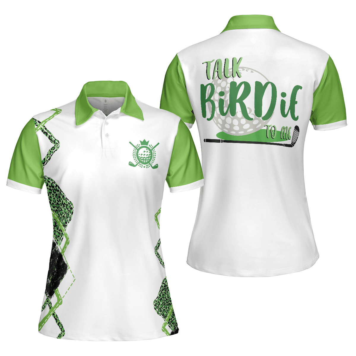 Golf Women Polo Shirt, Talk Birdie To Me, White And Green Pattern Women Polo Shirts, Perfect Cool Golfing Gift For Ladies, Golfers, Golf Lovers - Amzanimalsgift